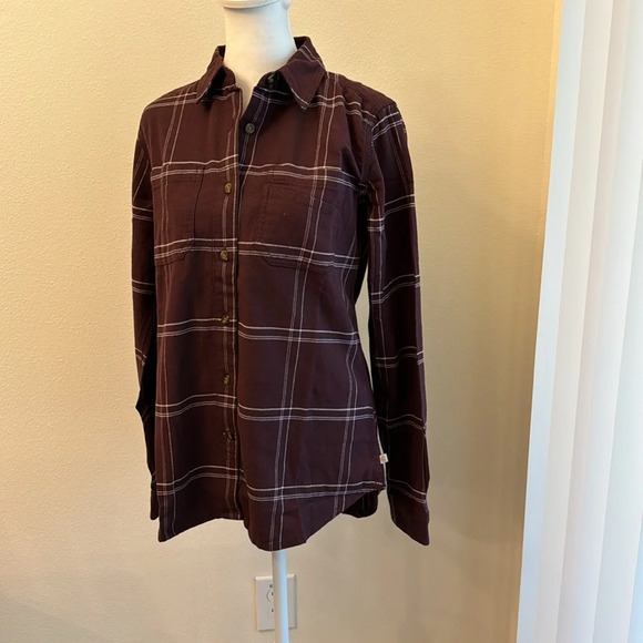 CARHARTT Women’s Flannel Shirt Sz XS (0/2) - Picture 3 of 13